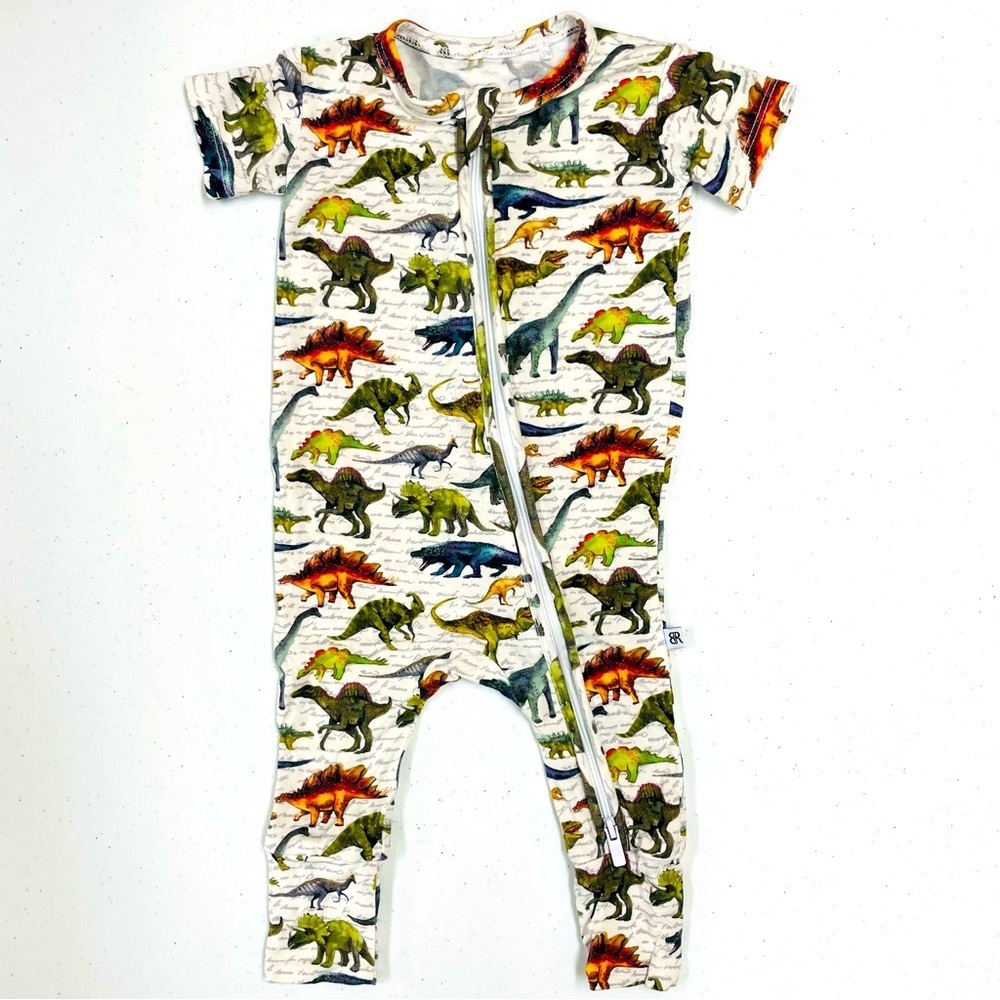Bums & Roses Romper Boys 0-3M Girls Dinomite Dinosaurs Bamboo Sleeper Pajamas